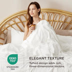 Bedsure Cotton Duvet Cover Queen Size - Tufted Arch Design Duvet Cover Set, 3-Piece Shabby Chic Boho Bedding, Soft and Breathable Bedding Set for All Seasons (Beige, Queen, 90"x90")