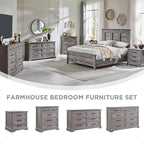 ACCOHOHO Farmhouse 6 Drawer Dresser for Bedroom, 52 Inch Wide Modern Dresser TV Stand with Large Drawers & Bar Handles, Rustic Wood Chest of Drawers for Bedroom, Living Room, Hallway, Grey