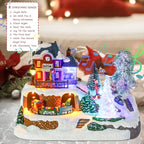 VCUTEKA Christmas Village Houses, Rotating Train with Crystal Tree and Peoples Lighted Musical Christmas Village Collectible Building for Xmas Indoor Decorations or Holiday Table Displays