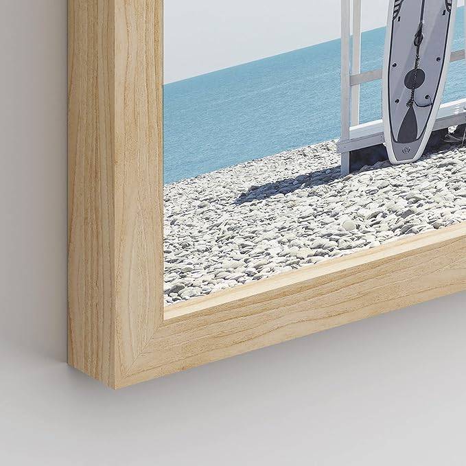 SIGNWIN Framed White Surfboard Tropical Palm Tree Beach Shore Wall Art, Set of 4 Landscape Colorful Wall Decor Prints, Nature Wilderness Wall Décor for Living Room, Bedroom - 12"x16" Natural