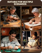 10X Square Magnifying Glass with Light and Stand, 2-in-1 LED Lighted Desk Lamp & Clamp, 5 Color Modes Stepless Dimmable, Hands-Free Magnifier Desk Lamp for Reading Craft Close Work B01DL05