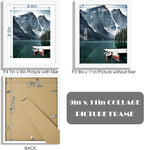 9x11 Picture Frame with Real Glass - Display Pictures 7x9 with Mat or 9x11 without Mat, Photo Frame for Wall or Table Top Display(White, 3 Pack)