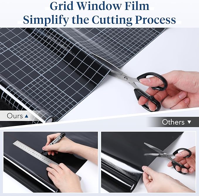 Haton Blackout Window Film, Frosted Privacy Cover for Glass, Sun Light Blocking Black Out Window Tint, Static Cling Room Darkening Heat Control Shades for Home Day and Night, Black 35.4" x 78.7"