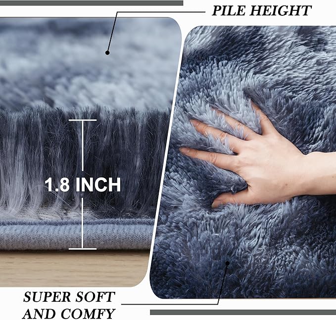 Shag Rugs 8x10 Living Room: Shag Area Rug for Bedroom - Gray Large Fluffy Soft Carpet for Living Room - Grey Big Indoor Plush Soft Rug, Gray Fluffy Carpets Dorm Home Decor Aesthetic (Grey, 8x10 Feet)…