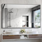 Black Bathroom Mirror, 48"X36" Rectangle Mirrors for Wall Metal Frame, Modern Vanity Wall Mirror for Bathroom Living Room, Entryway Hangs Horizontal or Vertical