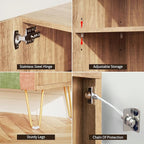 SIGNWIN Sideboard Buffet Cabinet, Kitchen Storage Cabinet with 2 Doors, Mid-Century Pastel Polygons Geometry Nordic Boho, Cupboard Console Table for Dining Room - 35" L x 18" W x 29" H