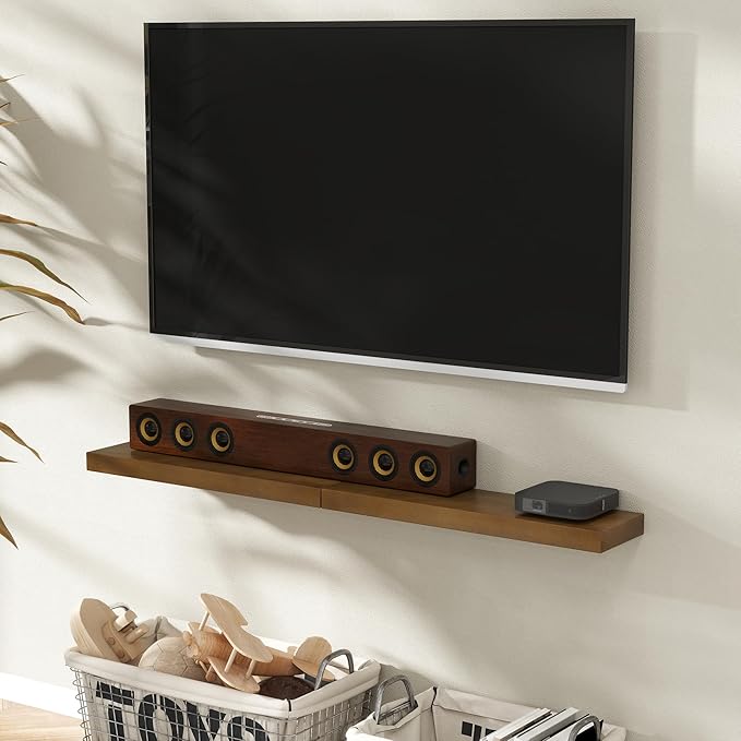 Marsmiles 30 Inch Floating Shelves for Wall - Dark Wood Floating Shelves Set of 2-30 Inch Wide x 7.7 Inch Deep x 1.6 Inch Thick Wooden Shelves for Room Wall