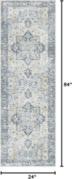 GENIMO Runner Rug 2x7, Machine Washable, Non Slip Vintage Hallway Runner Rug, Low Pile Lightweight Rugs for Entryway, Hallway, Corridor and Kitchen, Blue