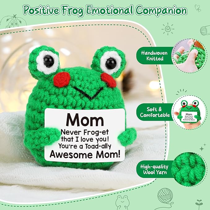 LEJIAJINW Birthday Gifts for Mom Christmas, from Daughter Son, Mom Christmas, Mother in Law Birthday or Mothers Day for Mommy Mama, Funny I Love You Gift Mini Handmade Frog Stuff