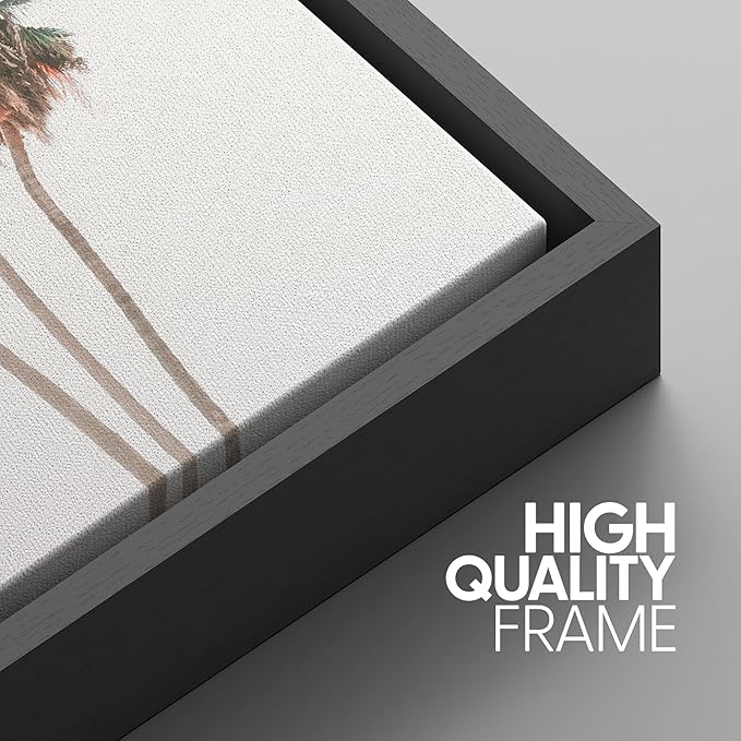 SIGNWIN Framed Canvas Print Wall Art Set Retro Vintage Pastel Tropical Island Beach Nature Wilderness Photography Modern Art Landscape Relax/Calm for Living Room, Bedroom, Office - 24"x36"x3 Black