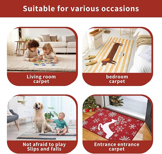 Reusable Carpet Grippers,Non Slip Rug Pads Grippers for Hardwood Floors and Tiles, Washable,Strong Adhesive Grippers for Area Rugs, Keep Corners Flat, Non-Damaging for Floor Dark Night Black (8)