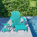 GREENVINES Adirondack-Ottoman | Set of 2 | HDPE Plastic | Outdoor Footrest | All Weather | Foot Rest | Foot Stool | Aqua | for Adirondack Chair | for Patio Backyard Pool