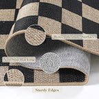 Lahome Checkered Easy Jute Outdoor Rug, 5x7 Farmhouse Rugs for Living Dining Room, Washable Non Slip Non Shedding Floor Carpet for Sunroom Mudroom Backyard Deck