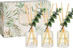 COCORRÍNA Eucalyptus Reed Diffuser Set of 3 - Eucalyptus & Moss, Clean Linen, Ocean Mist Scents, 1.7 fl oz Each, Total 5.1 oz, Scented Oil Diffusers for Home & Office