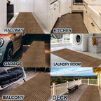 Custom Size Backed Non-Slip Area Rugs Runner, Easy Clean, Waterproof Runner Rugs for Hallway Entryway, Kitchen, Laundry, 3FT x 74FT, Brown Stripe