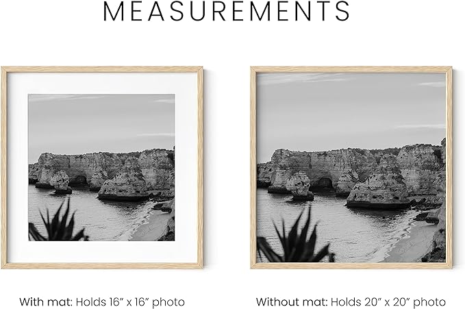 Haus and Hues Solid Oak Wood 20”x20” Picture Frames Matted to 16”x16” Set of 3 - Natural Oak Picture Frame 20x20, Portrait 20x20 Frames, 20 x 20 Frame with Mat, 20x20 Picture Frames (Beige Oak Frames)