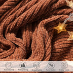 lifein Throw Blanket for Couch, Soft Boho Bed Throw,Cozy Burnt Orange Chenille Knitted Small Spring Lightweight Throw for Spring(Rust,50 * 60")