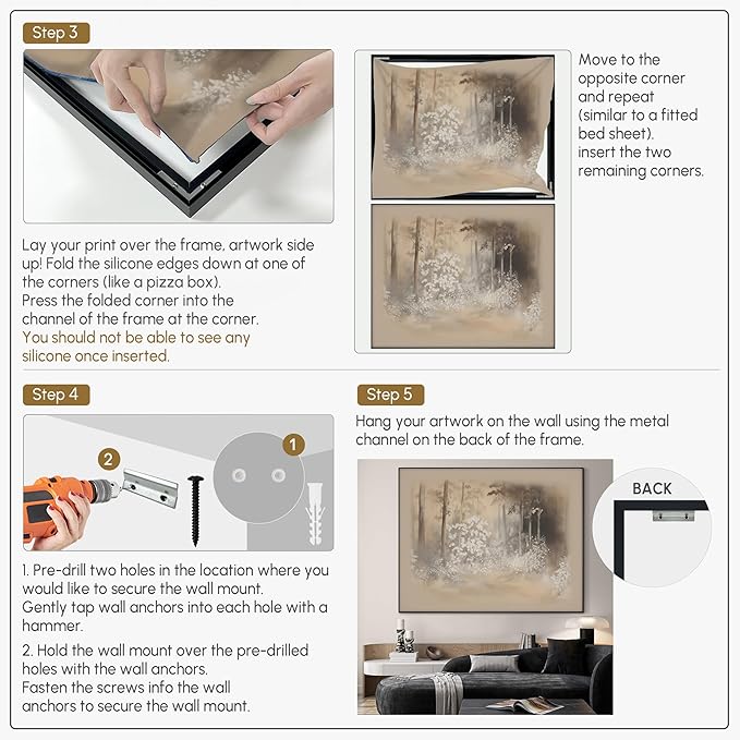 SIGNWIN 36"x46" Extra Large Framed Wall Art Misty Forest in Sepia Tones, Watercolor Woodland Landscape for Home Living Room Bedroom Decor (Frame Assembly Required)