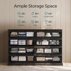 LINSY HOME 8 Drawer Dresser for Bedroom, 53" Wide Chest of Deep Drawers, Modern Farmhouse Wood Dressers with Storage, Large Drawer Organizer for Bedroom, Living Room, Handless Design, Black