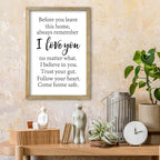 Before You Leave This Home Sign Wall Decor 16x11 Inch I Love You Inspirational Entryway Wood Framed Wall Hang Art (Wood)