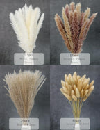 xin's convey 110pcs Dried Pampas Grass Decoration, Dried Flower Bouquet in Vase, Reed Grass Bouquet for Boho Floral Home, Wedding Party Centerpiece, Rustic Farmhouse Decoration.(Brown)