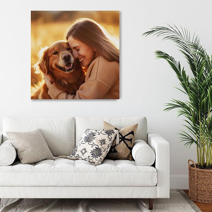 SPECPIX Custom Canvas Prints with Your Photos Customized Canvas Wall Art Personalized Canvas Pictures Gifts for Pet Dog Baby Family Mom Dad Men Women Couple Boyfriend Girlfriend Framed 16x16