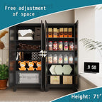 71'' Farmhouse Metal Storage Cabinet with Barn Doors,Steel File Cabinet for Home Office,Kitchen Pantry 4 Adjustable Shelves,Freestanding Cupboard for Kitchen,Home Office (Black)