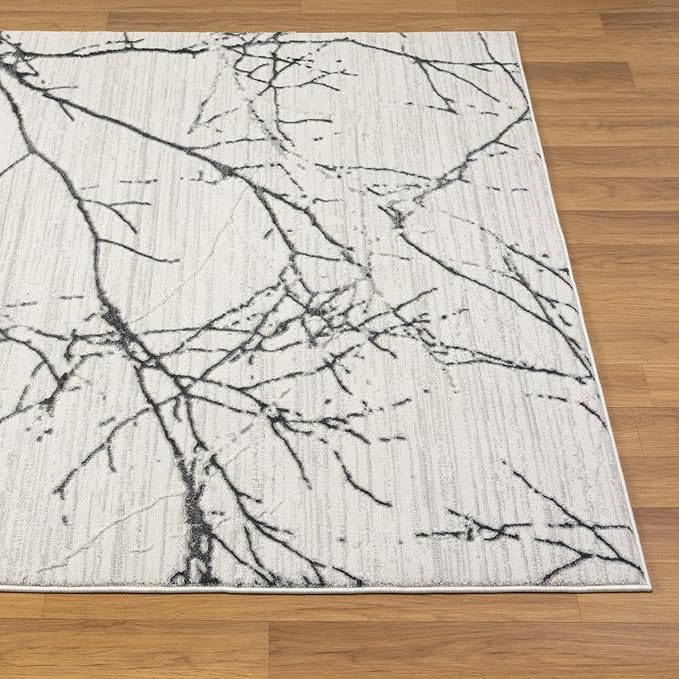 LUXE WEAVERS Modern Abstract Nature Cream Gray 2x8 Runner Rug, Non-Shedding Hallway Carpet