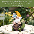 Hodao Spring Garden Gnome Decoration Flower Animal Ornaments Decor Gifts Spring Gnomes for Garden Decorations Summer Elf Figurine Gifts for Mom Outdoor Decor (Yellow)