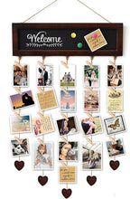 Picture Frames Collage Display Board with 30 Clips - Multi Photos Cards Organizer with Adjustable Twines and Magnetic Blackboard - DIY Wall Decor Hanging Picture Holder 15.7x5 Inches