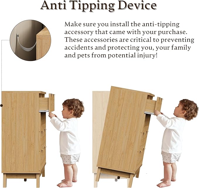 53" Tall Dresser for Bedroom, 8-Drawer Fluted Chest of Drawers, Modern Wood Highboy with Metal Slides and Handles, Anti-Tip Kit, Vertical Clothes Storage Organizer for Apartment, Closet