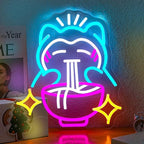 Ramen Bear Neon Light Sign Cute Anime Neon Sign for Wall Decor Dimmable Japanese Wall Decor Bule Bear USB Poweredfor Gaming Rooms, Restaurants, Bars & Kids Bedrooms, Creative Gift with Safe Indoor