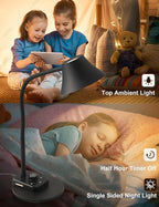 BOHON LED Desk Lamp for Home Office, Fully Dimmable Bedside Lamps with USB A and C Charging Port, 5 Colors Reading Lamp with Night Light, Auto Timer, Table Lamp for College Dorm Room