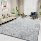 Ultra Soft Fluffy Area Rugs for Bedroom Living Room 10x14, Nursery Rug, Non-Slip Carpet for Kids Dorms Decor, Shaggy Bedside Rug, Light Grey