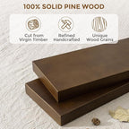 Marsmiles Floating Shelves for Wall - 24 Inch Dark Wood Floating Shelves Set of 2-24 Inch Wide x 7.7 Inch Deep x 1.6 Inch Thick Rustic Wooden Shelves for Room Wall