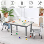 Kids Table and 2 Chairs Set, Height Adjustable (17.7"-26.1") Toddler Table and Chair Set, Multi-Activity Table with Graffiti Desktop, Children’s Table and Chairs for Classroom, Home & Daycare