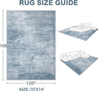 Area Rugs 10x14 Living Room: Washable Rug Modern Abstract Large Rugs Soft Non Slip Neutral Rug Stain Resistant Indoor Carpet for Bedroom Kitchen Dining Room Home Office Rugs(Blue, 10'x14')