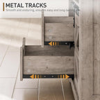 Farmhouse End Table Set of 2, Sofa Side Table with Charging Station, Bedside Table with 2 Drawers and Barn Door, Rustic Wooden Nightstand for Bedroom, Living Room, Greige