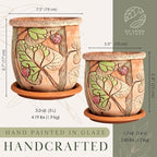 Ceramic Pot with Drainage Hole and Saucer, Plant Pots, Modern Decorative Planters for House Plants Indoor Flowers Plants, Cute Flower Pot - Gifts (Ladybugs (3 L))