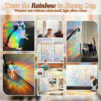 Rainbow Window Privacy Film Decorative, Stained Glass Tint for Home, 3D Decals Clings for Glass Windows, Static Cling Sticker, Suncatcher Cover, 29.5 Inch x 157.4 Inch
