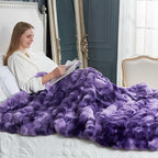Cozy Bliss Faux Fur Throw Blanket for Couch, Fuzzy Soft Plush Thick Bubble Blanket for Sofa Bedroom Living Room, 50 * 60 Inches Tie-dye Purple