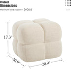 ONEVOG Beige Modern Ottoman, 21" Square Funky Pouf Ottoman, Linen Fabric Upholsered Foot Rest, Small Coffee Table & Couch Footstool & Vanity Chair for Living Room Bedroom, Dorm, Cute Pouf Home Decor