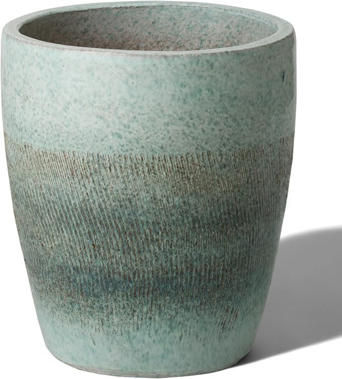 Emissary Bullet 14 in. Coastal Splash Ceramic Round Planter (14 in. L x 14 in. W x 15.5 in. H) with Drainage Hole