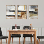 Modern Abstract Framed Canvas Wall Art Set, Neutral Textured Wall Decor, Boho Minimalist Gold and Gray Wall Painting for Living Room, Bedroom, Dining Room, Office - 16" x24" x3