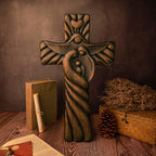 BGCOPPER Holy Family Wall Cross, Handmade Wooden Cross Wall Crucifix, Jesus Cross Wall Decor Art for Home Room Decor Christmas Gifts - 20 Inch