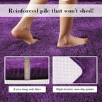Purple Fluffy Rug Shaggy Area Rug, 9x12 Area Rugs for Girls Bedroom, Big Soft Shaggy Bedside Non-Slip Plush Dorm Nursery Kids Carpet Home Decor Aesthetic