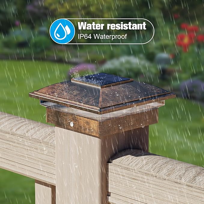 VOLISUN Solar Post Cap Light Outdoor 12pack,Solar Deck Fence - Post Lights Waterproof for 4x4 Wooden/4x4 Vinyl, with Warm White/Cool White for Garden/Patio/Porch