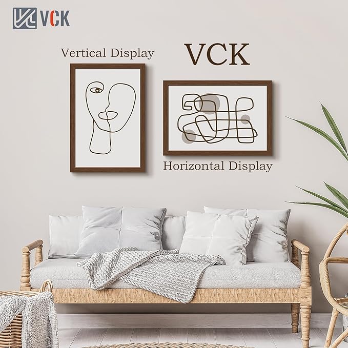 VCK 16x24 Picture Frame 3 Pack, Brown Wood Poster Frame with Exclusive Wood Grain, Wall Mounting Hanging