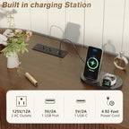 Alohappy Fluted 6 Drawer Dresser with Charging, 57" Wide Wood Dresser TV Stand, Mid Century Modern Long Dressers with Curved Profile Design for Closet, Bedroom Living Room, Hallway, Home Office