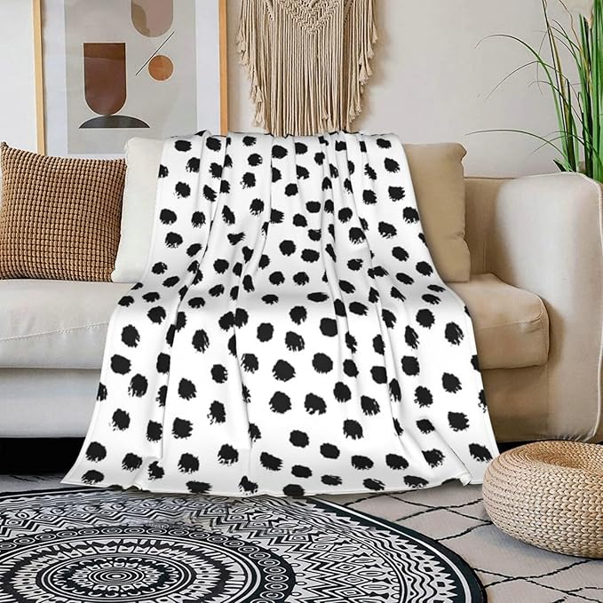 HGOD DESIGNS Polka DotsBlanket, Super Soft Brush Strokes Dots Throw Blanket 50"x60" Blanket for Bed Couch Chair Fall Winter Camping Living Room Office